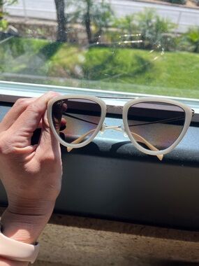 Maui Jim Cream Cat-Eye Sunglasses with Gradient Smoke Lenses